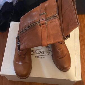 Coach Tan Leather Ankle Boots